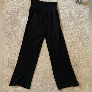 NSF  Black Cropped Wide Leg Ribbed Leisure Pants Women’s Sz Small Pocket…